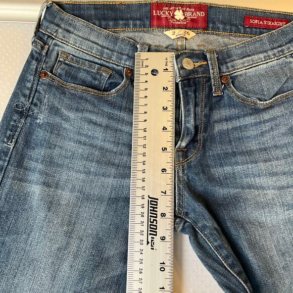 Lucky Brand Women Sofia Straight Jeans size 2 / 26 Blue Mid Rise Ankle - Picture 6 of 10